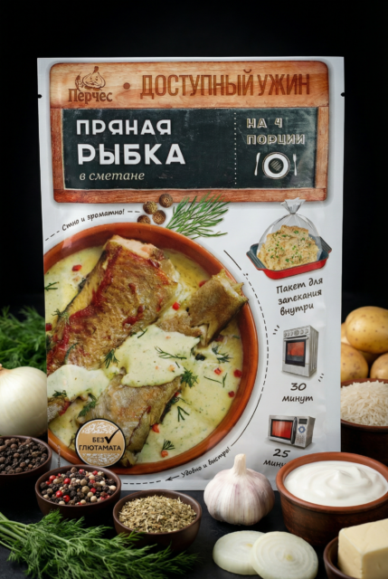 Пряная рыбка в сметане 25гр, с пакетом для запекания